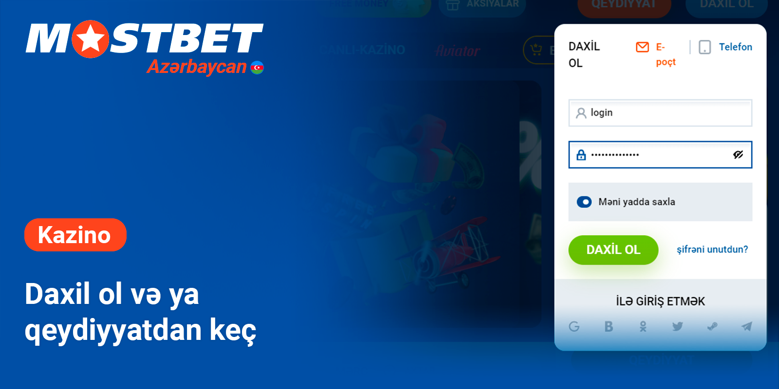 Mostbet Casino Azerbaijan-da daxil olun və ya qeydiyyatdan keçin